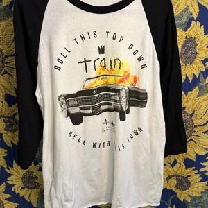 2015 Train Tour Raglan Tee "Roll This Top Down" Picasso at the Wheel Medium Band